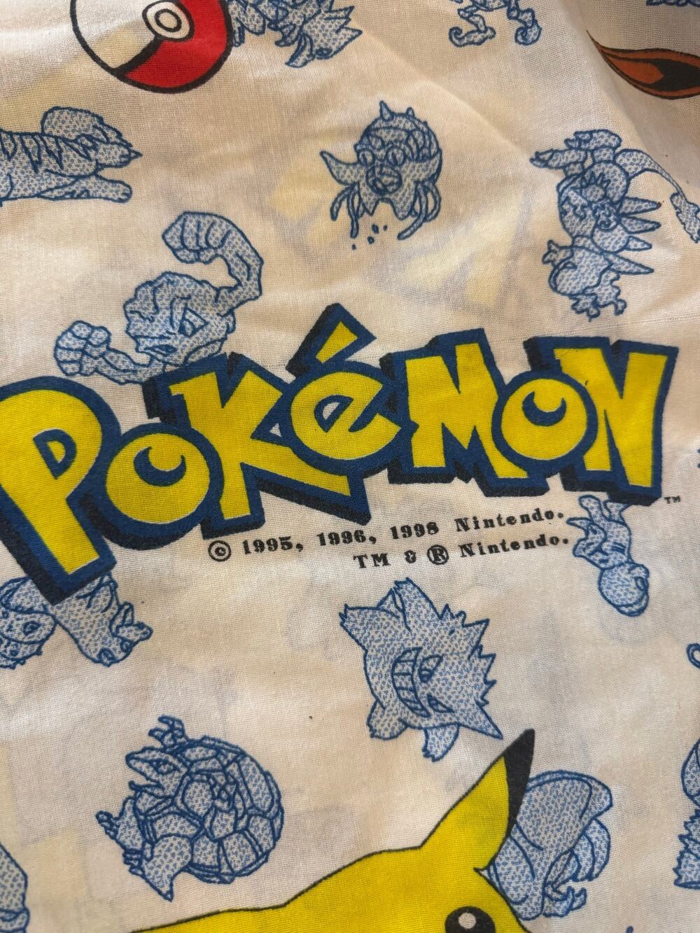 Pokemon Vintage 90's Flat sheet Made for double mattress 54’x76’ inches beds.